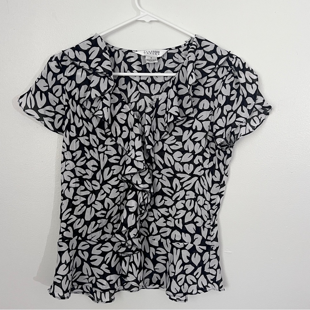 Allison Taylor Ruffle Front Short Sleeve Top
